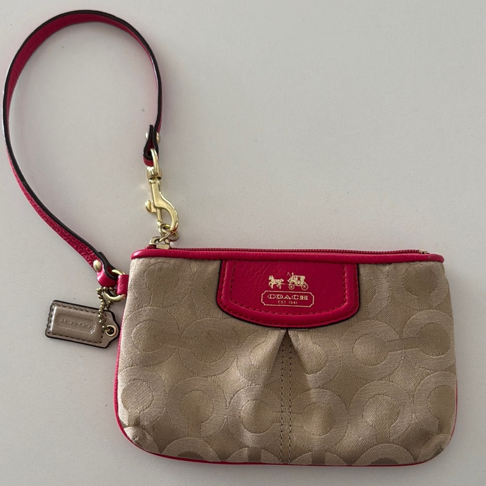 Coach Beige and Pink Wristlet